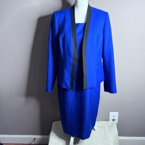 Nine & CO. Royal Blue and Black Women's Dress Sz 16 Jacket Sz 14 Dress Suit Set